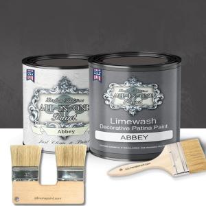imageALLINONE Limewash Paint 2 Quart Paint Bundle and Tool Kit  Faux Lime Wash Effect Matte Suede Wall Treatment  Putty light taupeAbbey