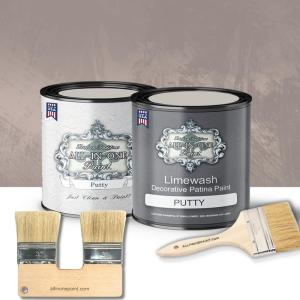 imageALLINONE Limewash Paint 2 Quart Paint Bundle and Tool Kit  Faux Lime Wash Effect Matte Suede Wall Treatment  Putty light taupePutty
