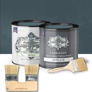 imageALLINONE Limewash Paint 2 Quart Paint Bundle and Tool Kit  Faux Lime Wash Effect Matte Suede Wall Treatment  Putty light taupeSpruce