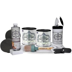 imageALLINONE Paint 2 Quart Cabinet Paint Bundle and Tool Kit  Almond off white with tan undertoneIron Gate